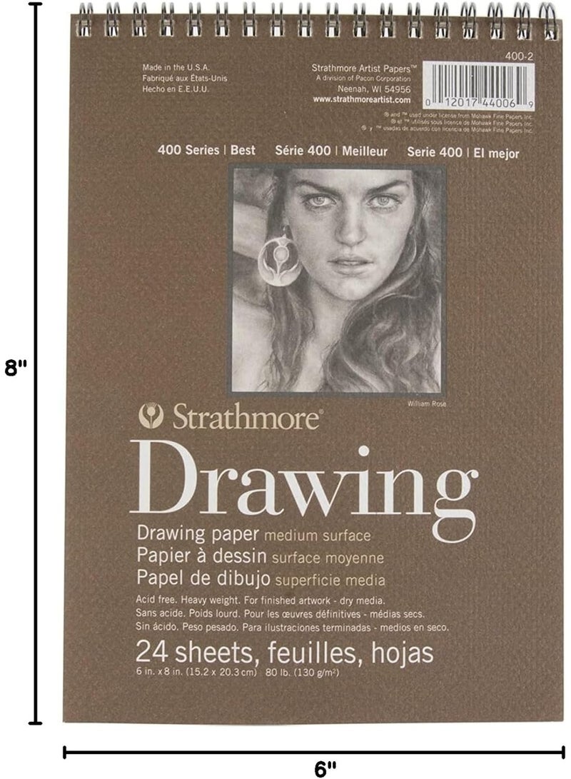 Strathmore Medium Drawing Spiral Paper Pad 6"X8"-24 Sheets -62400200 - Image 2